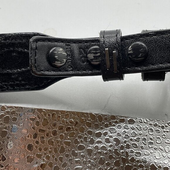 Vintage Indian Blanket Inset Black Leather Removable Buckle Waist Belt 25"-29" - Picture 5 of 10